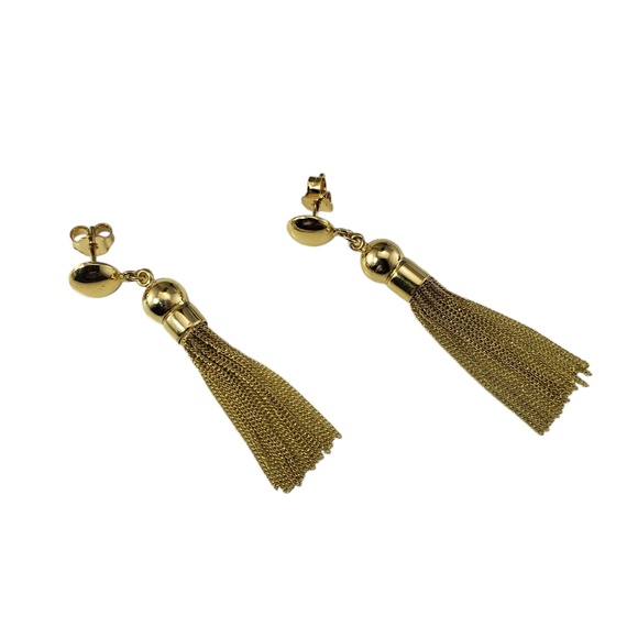18 Karat Yellow Gold Dangle Chain Tassel Earrings #21224 - Picture 3 of 8